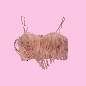 Pink Fringe Boho Croptop
